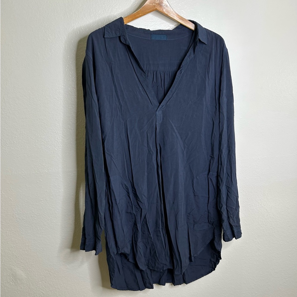 CP Shades Blue Long Sleeve Tunic Top 100% Rayon S